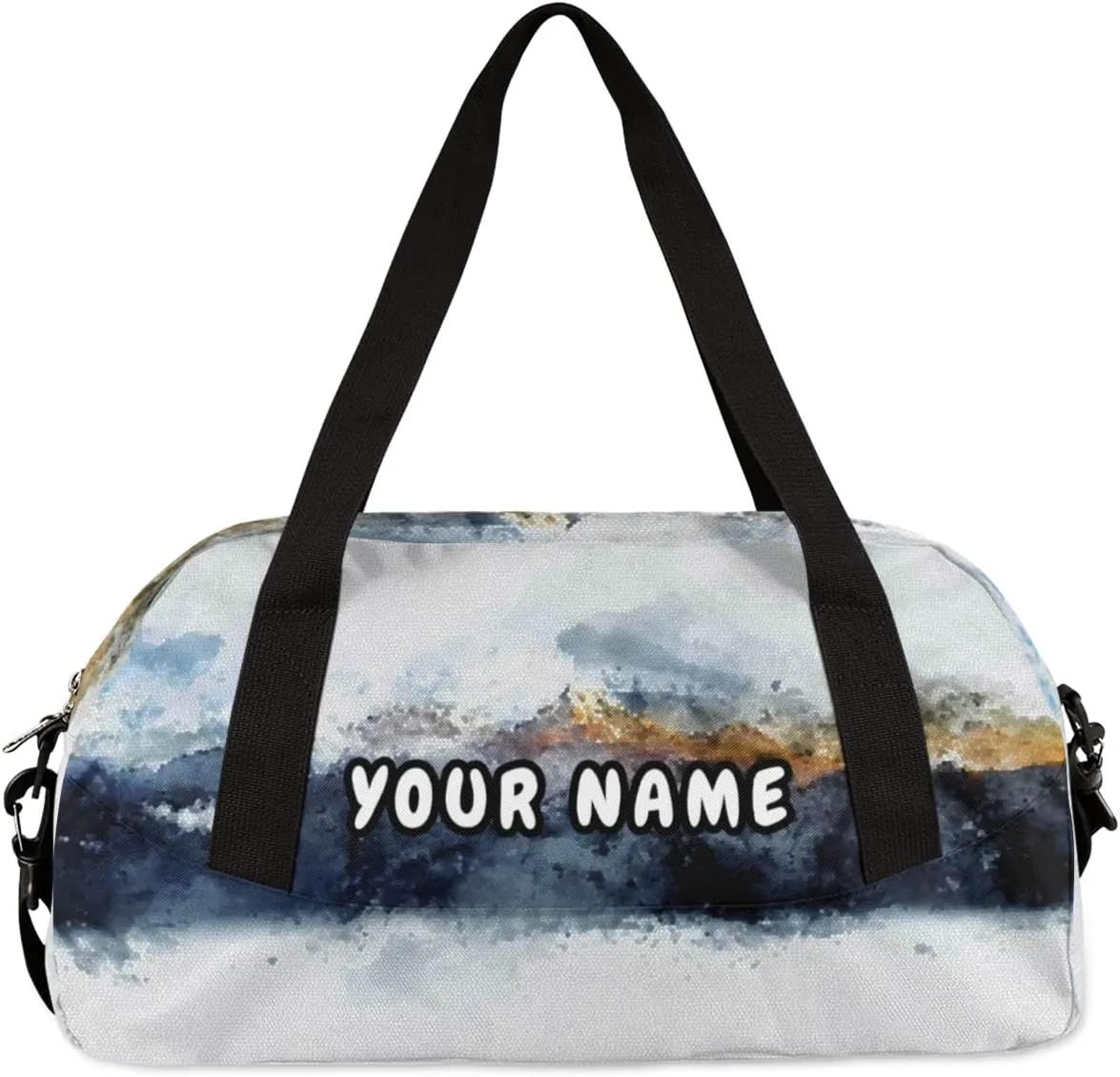 Modern Art Mountain Personalized Kids Duffel Bag for Girls Boys, Mountain Debris Custom Name Dance Bag Overnight Small Duffel Bag Carry On Weekend Travel Bag for School Practice Gymnastics Ballet