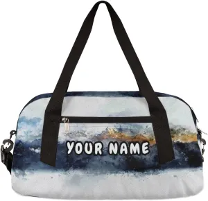 Modern Art Mountain Personalized Kids Duffel Bag for Girls Boys, Mountain Debris Custom Name Dance Bag Overnight Small Duffel Bag Carry On Weekend Travel Bag for School Practice Gymnastics Ballet