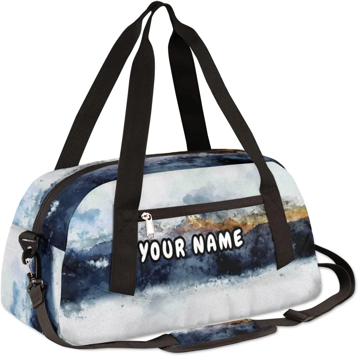 Modern Art Mountain Personalized Kids Duffel Bag for Girls Boys, Mountain Debris Custom Name Dance Bag Overnight Small Duffel Bag Carry On Weekend Travel Bag for School Practice Gymnastics Ballet