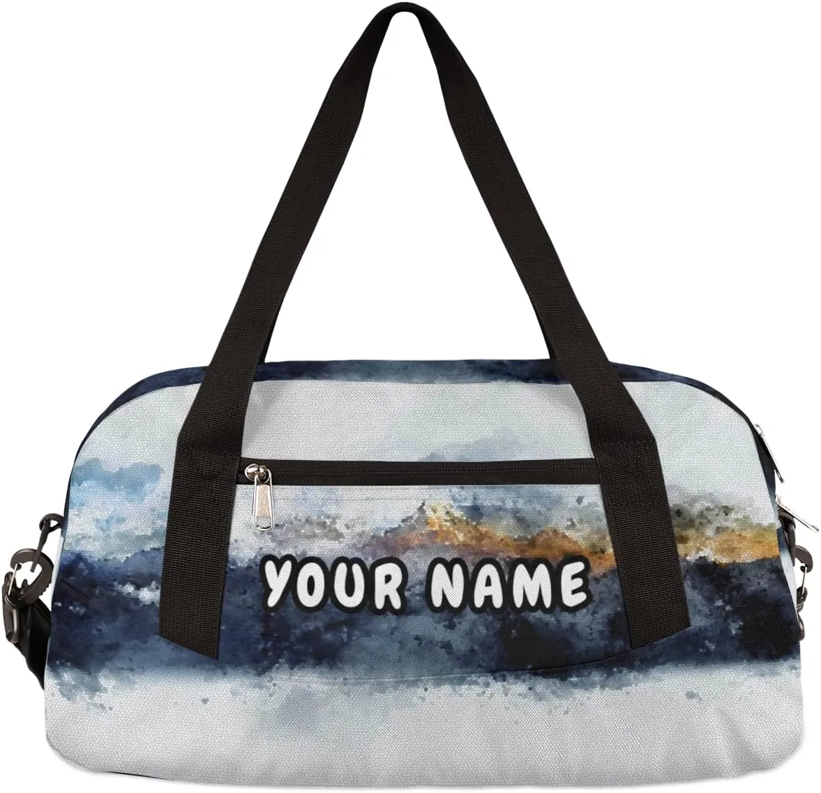 Modern Art Mountain Personalized Kids Duffel Bag for Girls Boys, Mountain Debris Custom Name Dance Bag Overnight Small Duffel Bag Carry On Weekend Travel Bag for School Practice Gymnastics Ballet