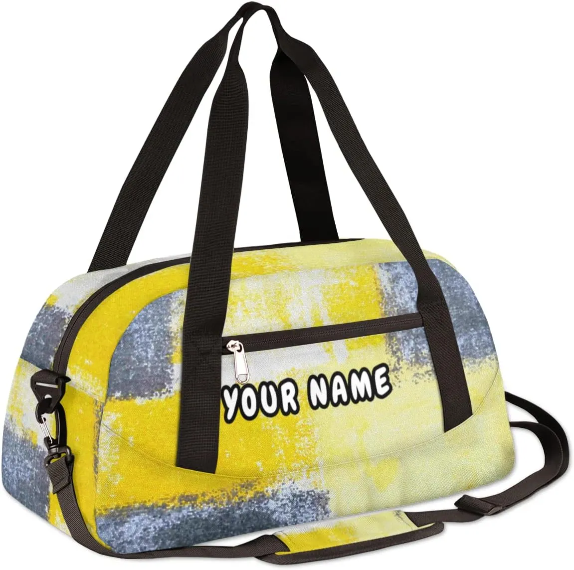 Modern Art Painting Personalized Kids Duffel Bag for Girls Boys, Modern Art Debris Custom Name Dance Bag Overnight Small Duffel Bag Carry On Weekend Travel Bag for School Practice Gymnastics Ballet