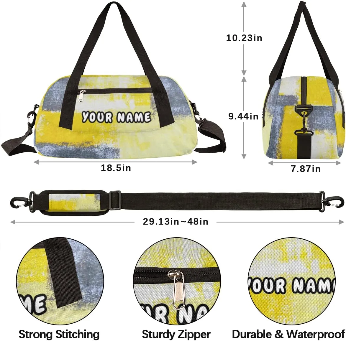 Modern Art Painting Personalized Kids Duffel Bag for Girls Boys, Modern Art Debris Custom Name Dance Bag Overnight Small Duffel Bag Carry On Weekend Travel Bag for School Practice Gymnastics Ballet