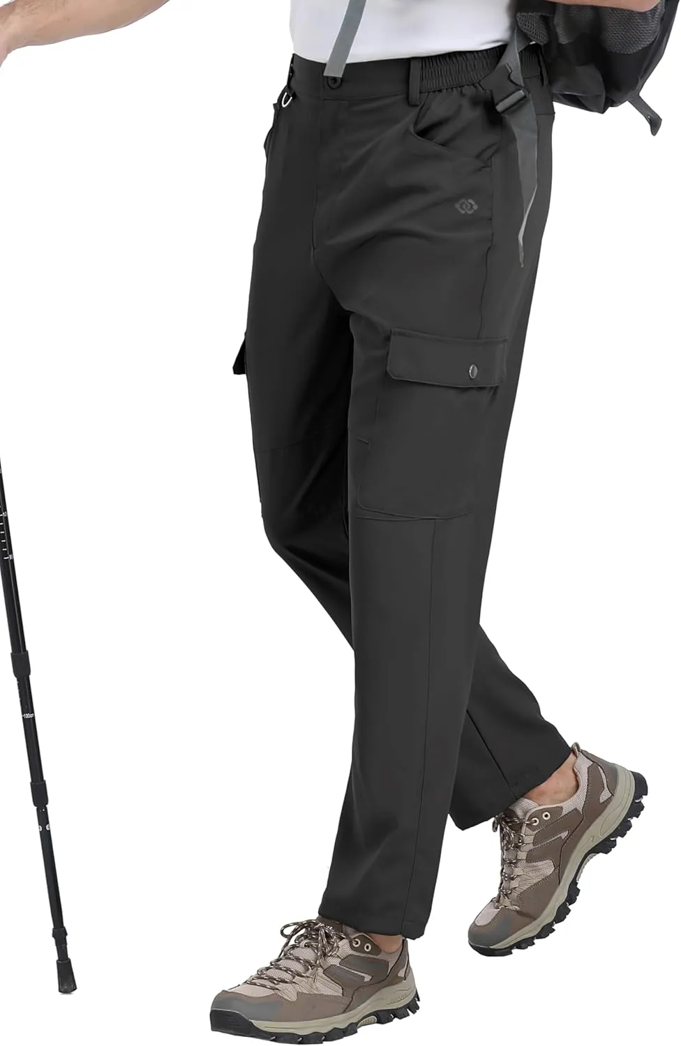 MoFiz Men's Elastic Waist Hiking Pants Lightweight Outdoor Water Resistant Sweatpants with Zipper Pockets