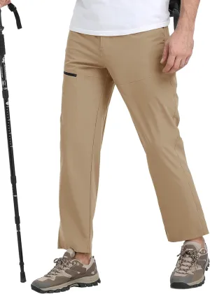MoFiz Men's Elastic Waist Hiking Pants Lightweight Outdoor Water Resistant Sweatpants with Zipper Pockets