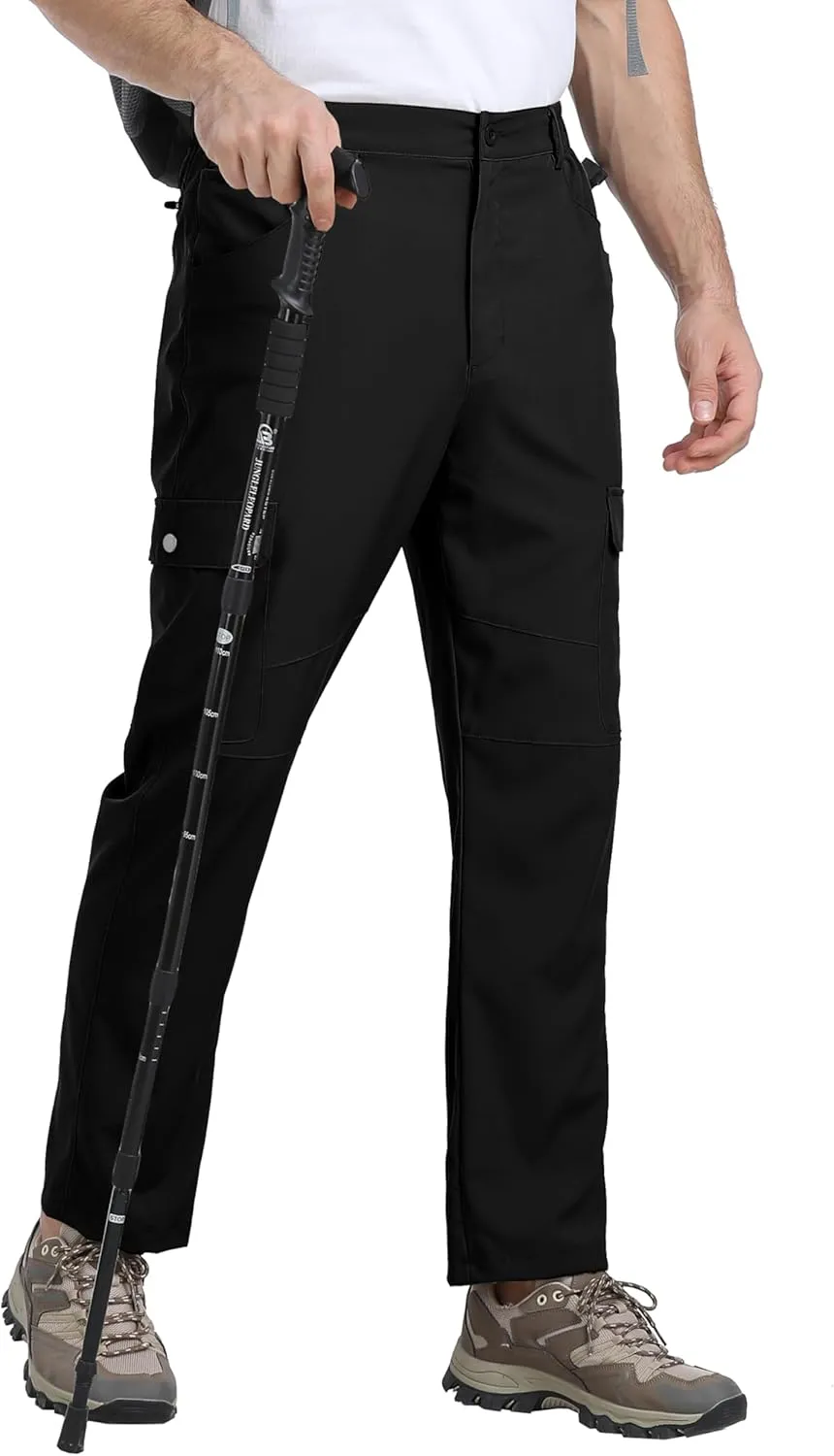 MoFiz Men's Elastic Waist Hiking Pants Lightweight Outdoor Water Resistant Sweatpants with Zipper Pockets