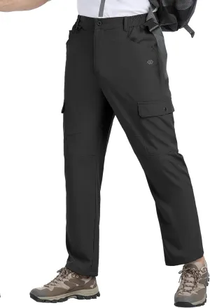 MoFiz Men's Elastic Waist Hiking Pants Lightweight Outdoor Water Resistant Sweatpants with Zipper Pockets