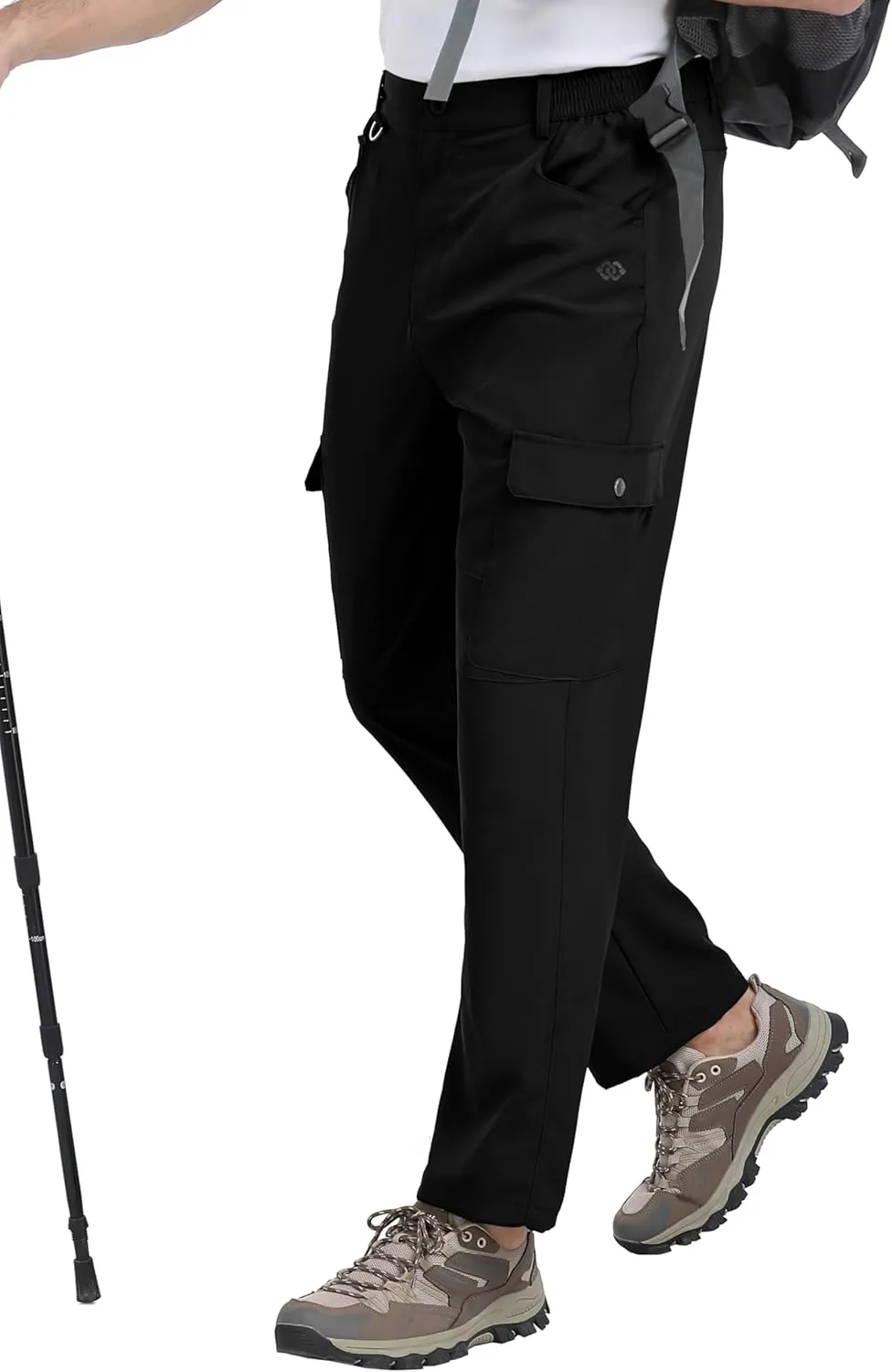 MoFiz Men's Elastic Waist Hiking Pants Lightweight Outdoor Water Resistant Sweatpants with Zipper Pockets