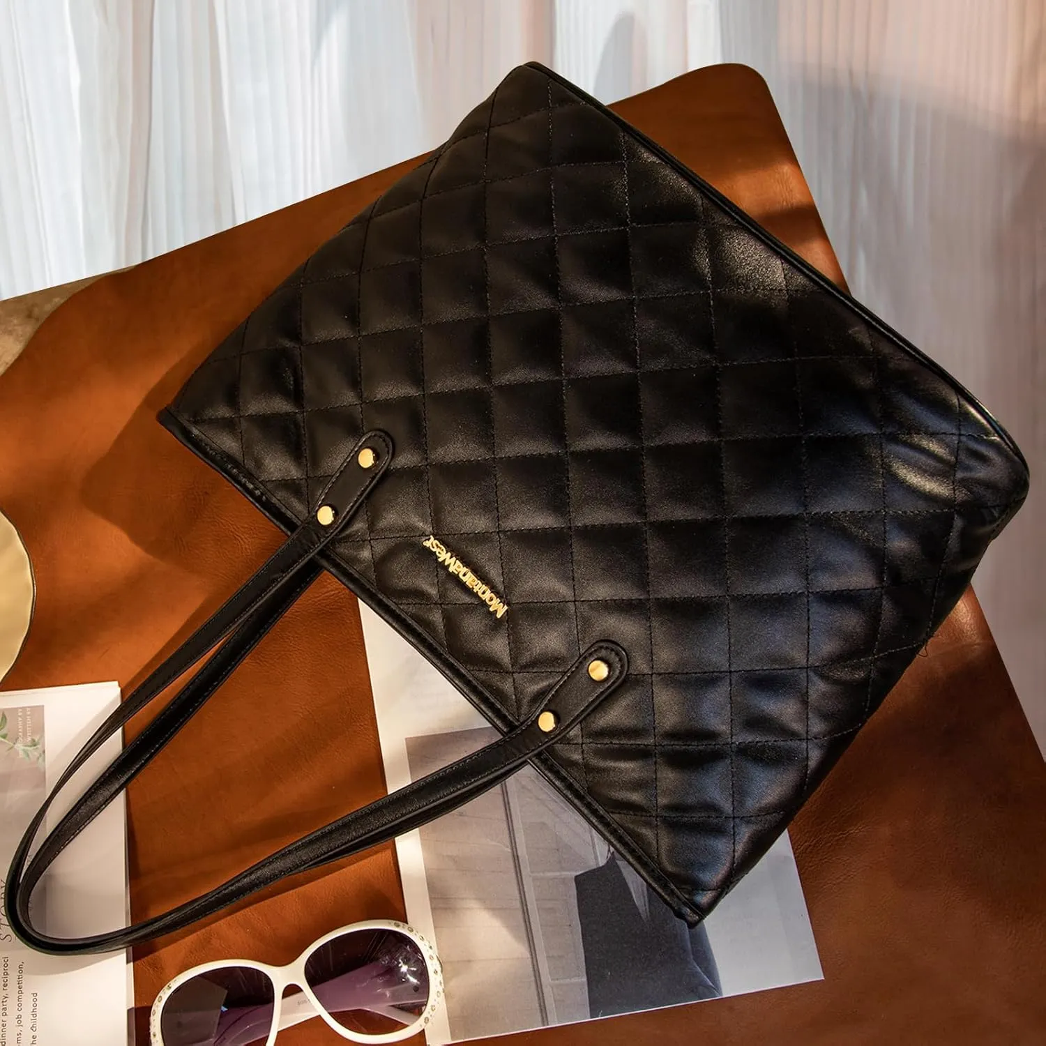 Montana West Quilted Tote Bag for Women Large Shoulder Bag Fashion Handbags with Top Zipper