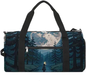 Moon Night Forest Gym Bag Sport Gym Tote Bag Lightweight Duffle Bag Carry On Weekender Bags for Women Men