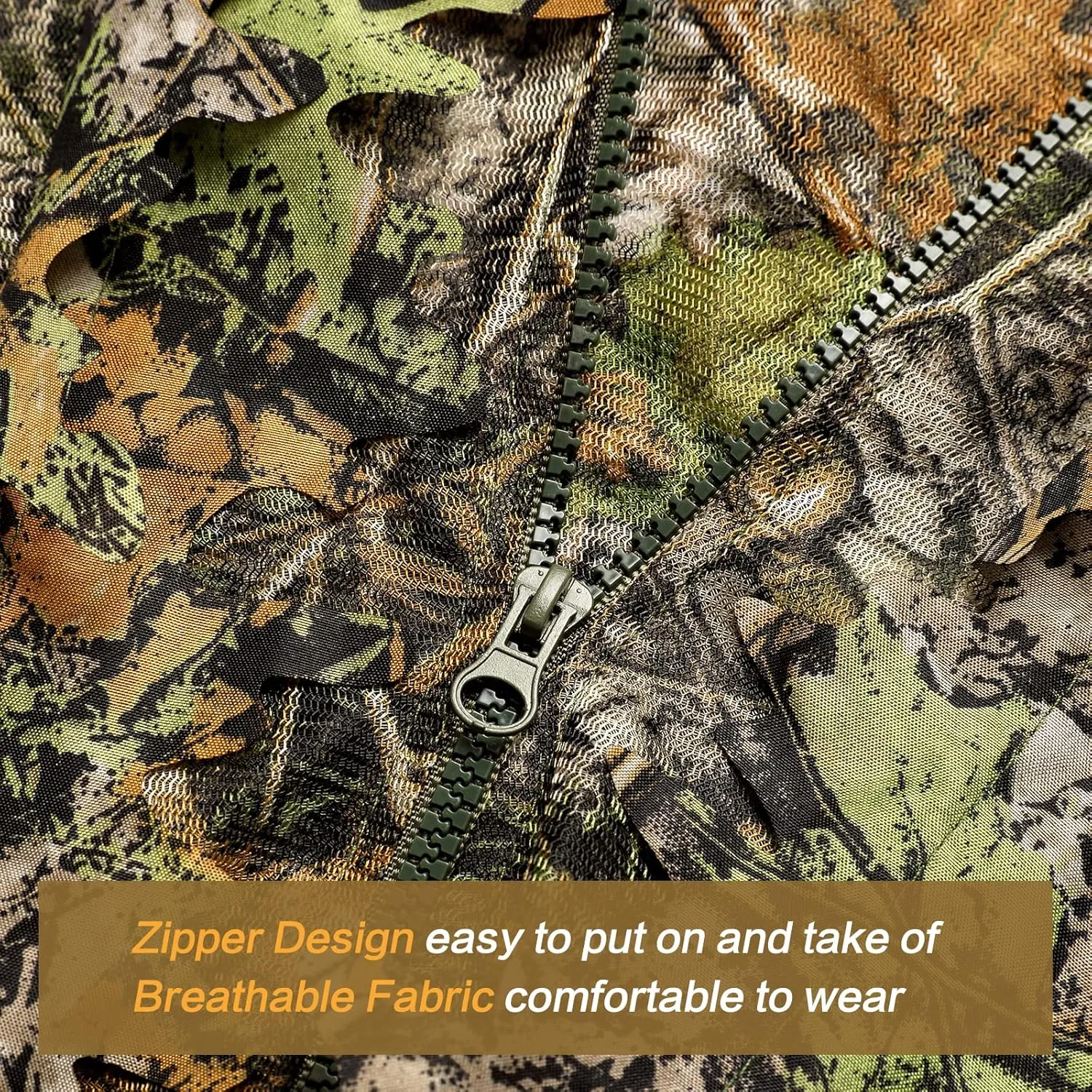 MOPHOTO Ghillie Suit 3D Leafy Camo Hunting Suits, Woodland Gilly Suits Gillies Suits for Men, Leaf Camouflage Hunting Suits