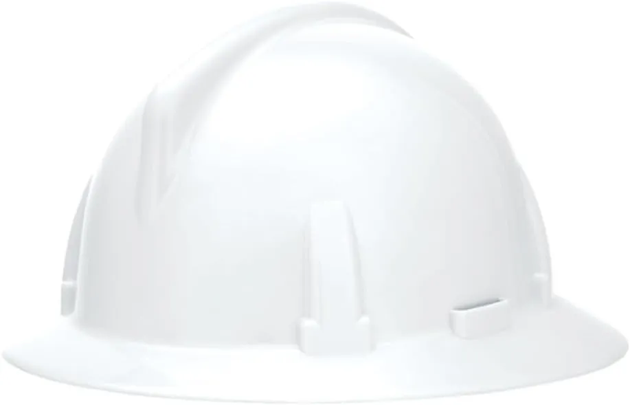 MSA Topgard Full Brim Safety Hard Hat | Non-Slotted Polycarbonate Shell, for General Purpose and Elevated Temperatures - Standard Size in White