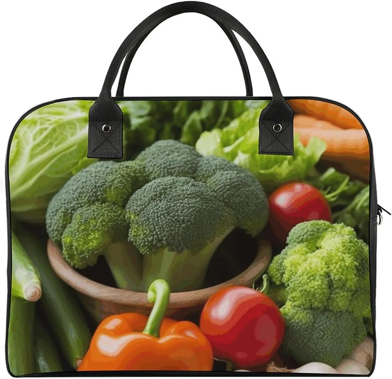 Multi-functional Travel Bag, Nutritious Vegetables Print Travel Handbag Travel Tote Bag Carry-on Bag Overnight Bag Weekend Bag