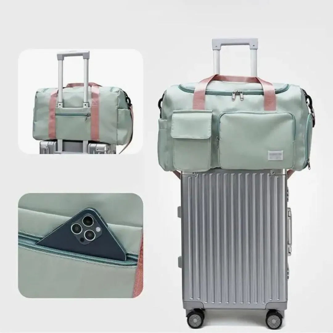 Multi-Pocket Travel Duffle Luggage Bag, Sports Gym Shoulder Bag With Shoe Compartment