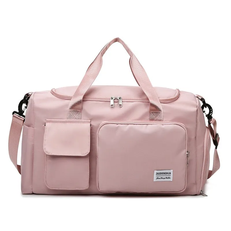 Multi-Pocket Travel Duffle Luggage Bag, Sports Gym Shoulder Bag With Shoe Compartment
