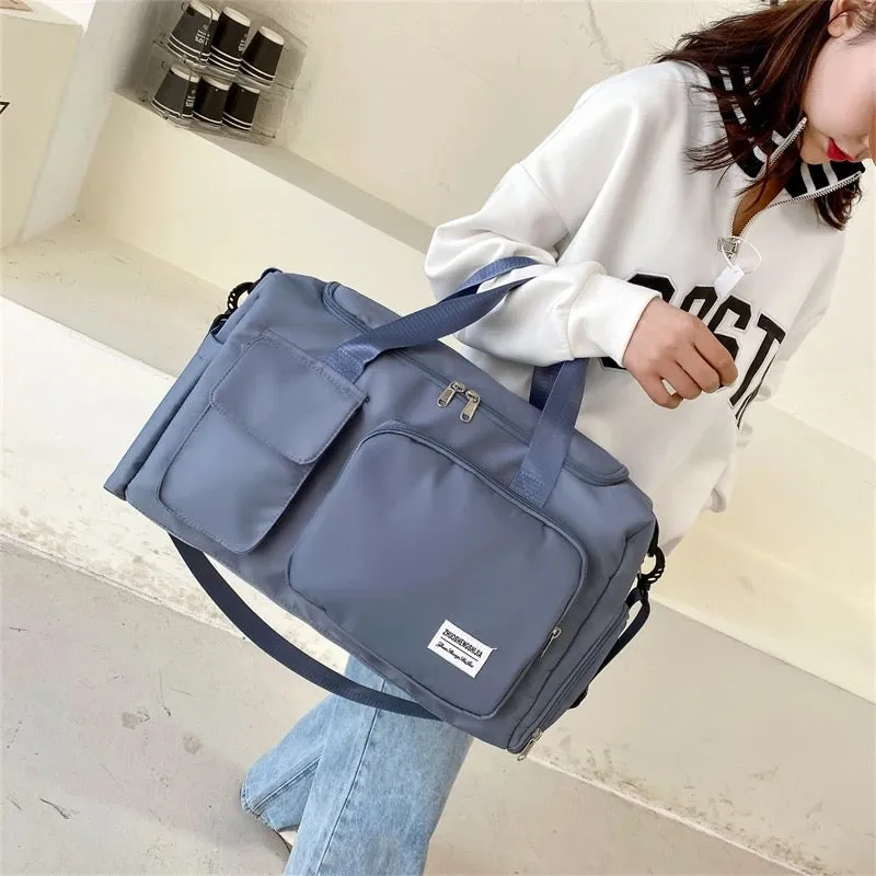 Multi-Pocket Travel Duffle Luggage Bag, Sports Gym Shoulder Bag With Shoe Compartment