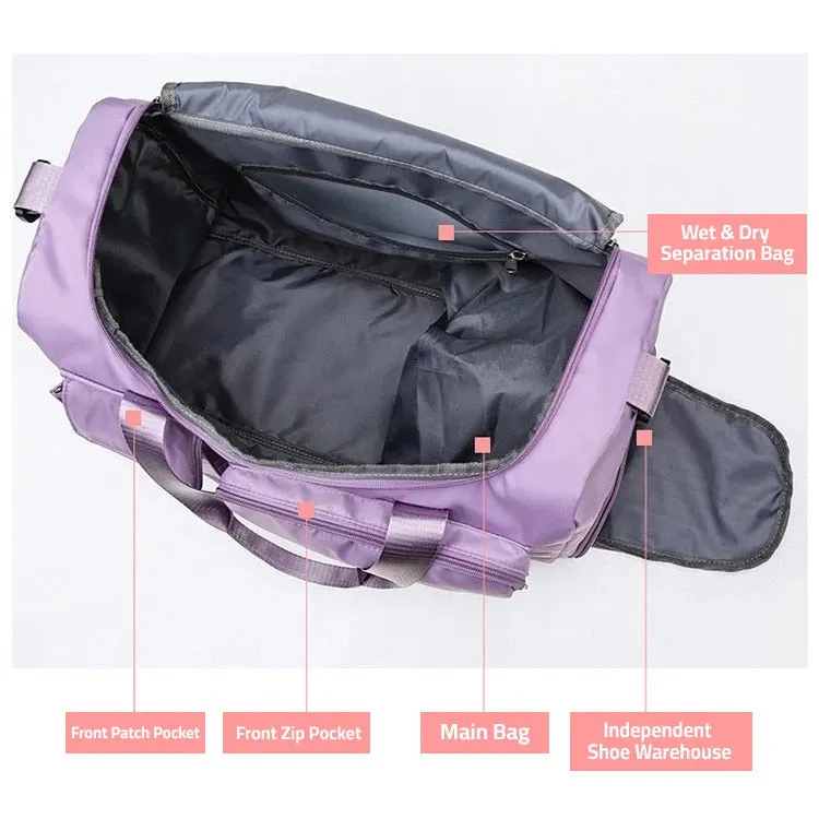 Multi-Pocket Travel Duffle Luggage Bag, Sports Gym Shoulder Bag With Shoe Compartment