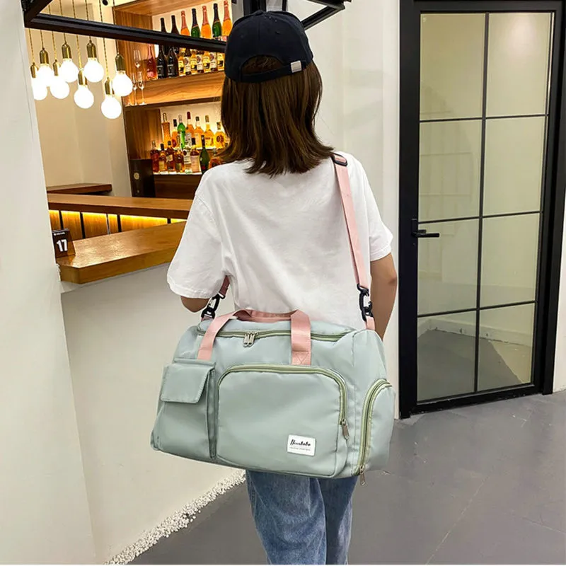 Multi-Pocket Travel Duffle Luggage Bag, Sports Gym Shoulder Bag With Shoe Compartment