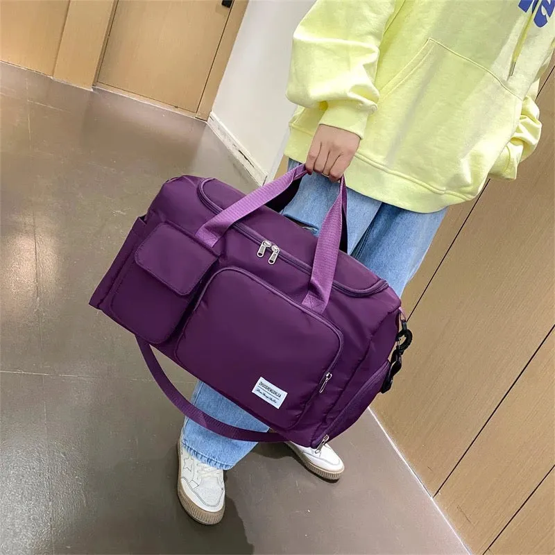 Multi-Pocket Travel Duffle Luggage Bag, Sports Gym Shoulder Bag With Shoe Compartment
