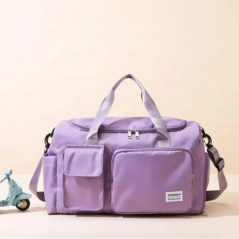 Multi-Pocket Travel Duffle Luggage Bag, Sports Gym Shoulder Bag With Shoe Compartment