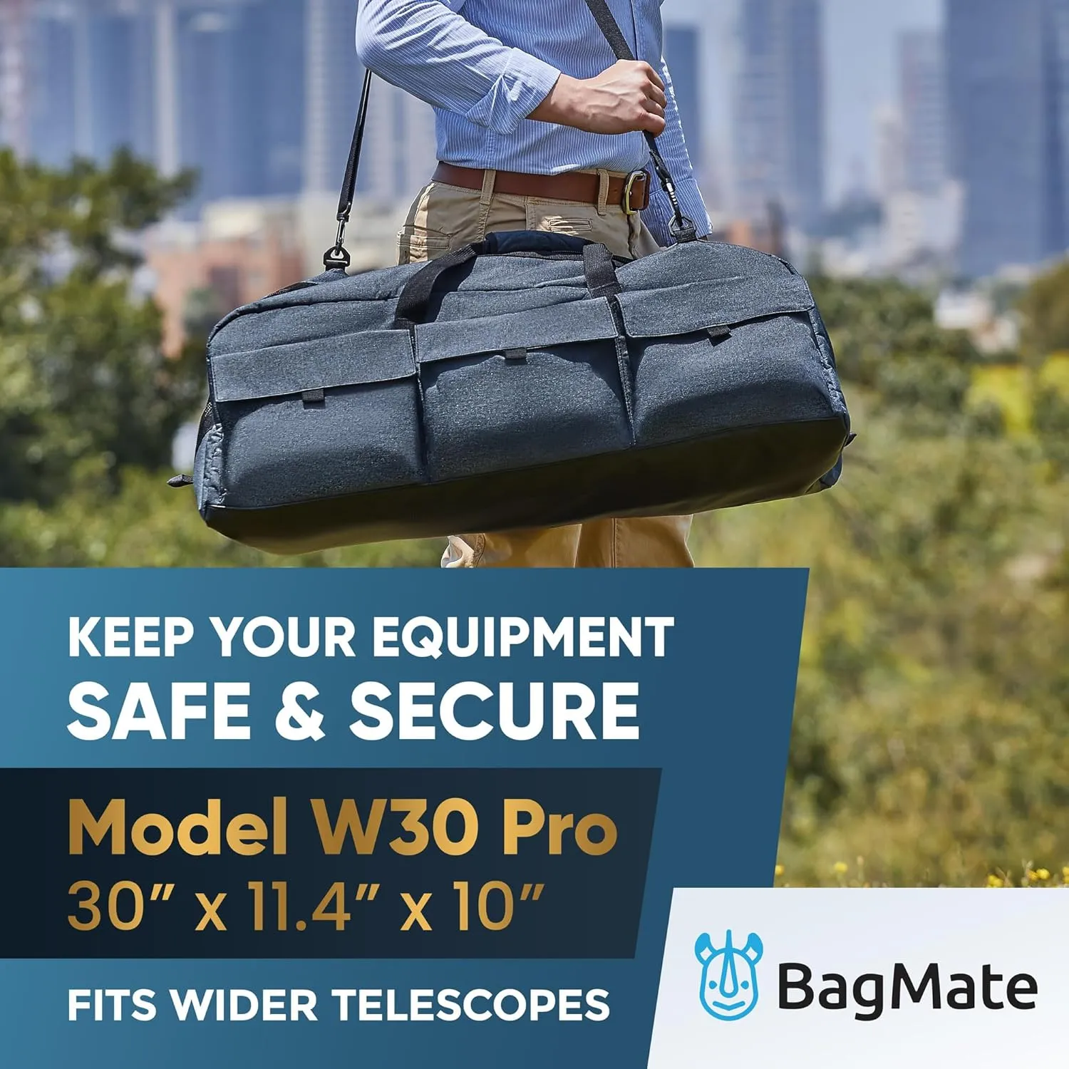 Multipurpose Telescope Bag – Shock-Absorbent Telescope Carrying Case with Adjustable Shoulder Strap and Extra Storage – Water Repellent (30 Inches) - Compatible with Celestron Telescope