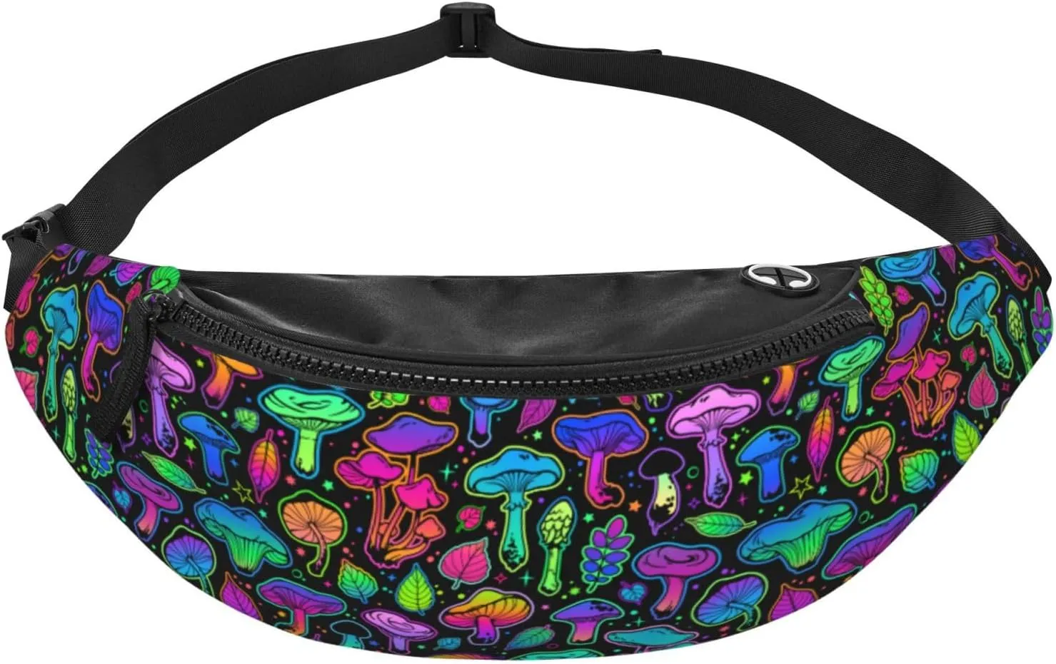 Mushrooms Bright Psychedelic Colors Fashion Casual Fanny Pack Waist Bag Men Women Adjustable Belt Waist Bag For Travel Hiking Cycling Running Festival Carnival