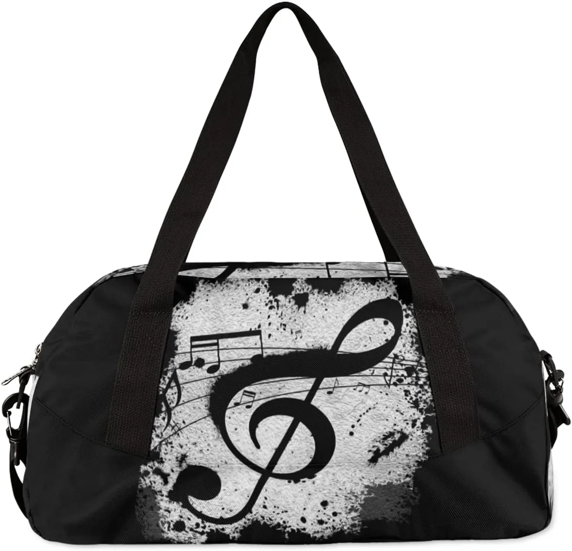 Music Notes Black Kids Duffel Bag for Girls Boys Teens, Notes Oil Painting Dance Bag Overnight Small Duffel Bag Carry On Weekend Sports Gym Travel Bag for School Practice Gymnastics Ballet