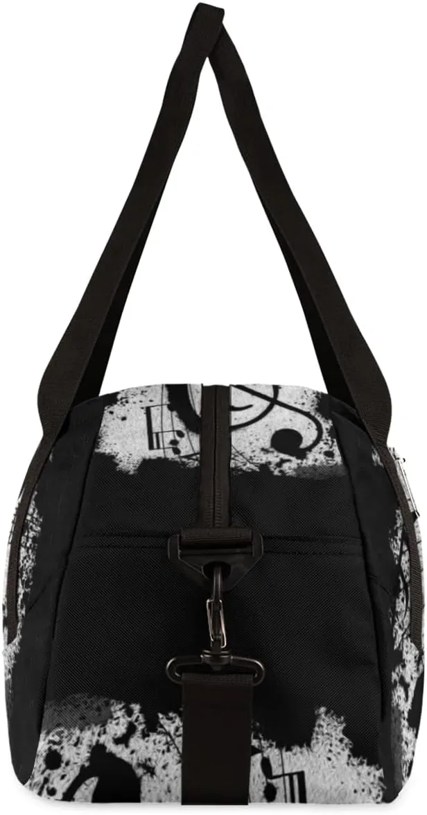 Music Notes Black Kids Duffel Bag for Girls Boys Teens, Notes Oil Painting Dance Bag Overnight Small Duffel Bag Carry On Weekend Sports Gym Travel Bag for School Practice Gymnastics Ballet