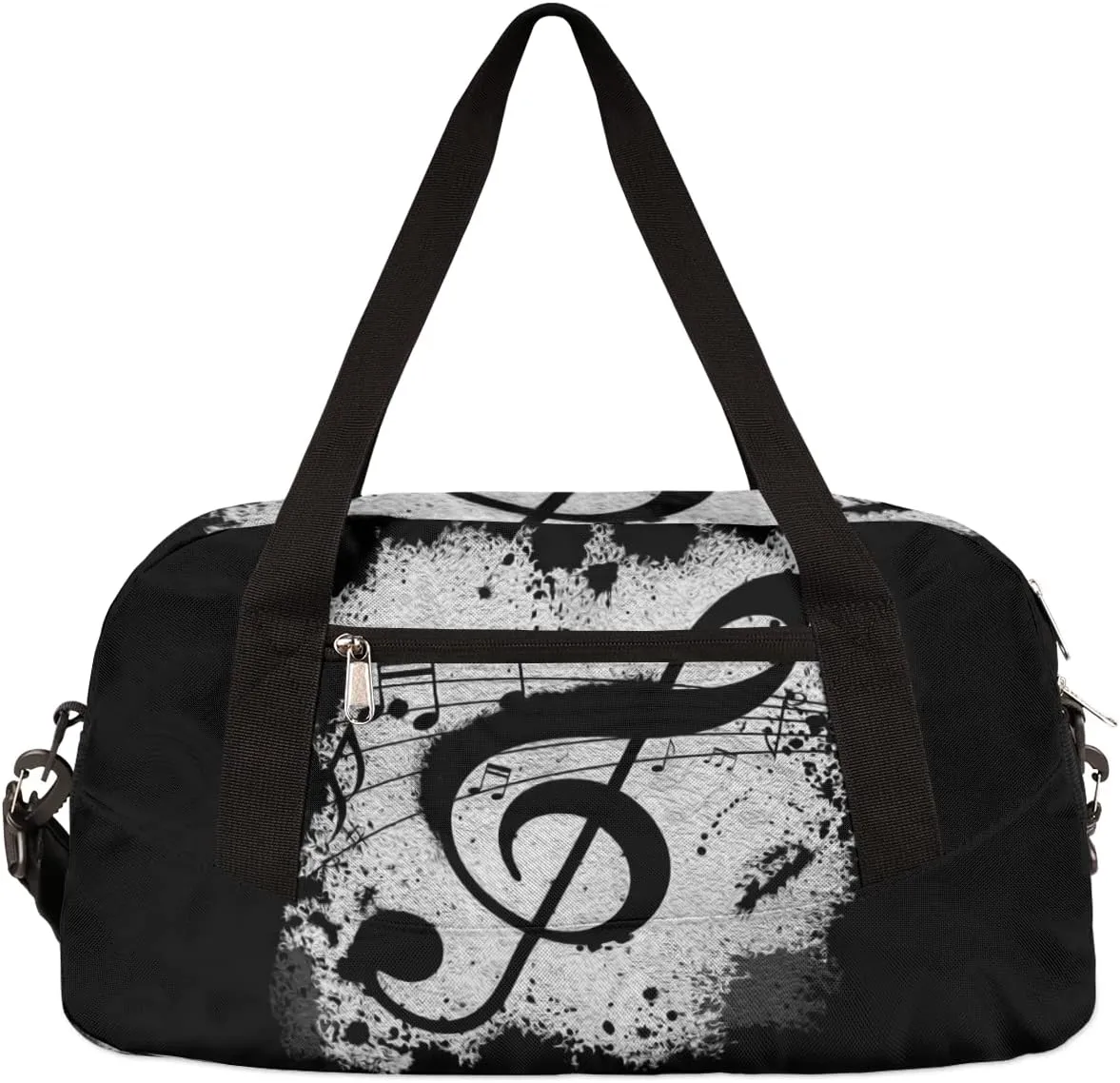Music Notes Black Kids Duffel Bag for Girls Boys Teens, Notes Oil Painting Dance Bag Overnight Small Duffel Bag Carry On Weekend Sports Gym Travel Bag for School Practice Gymnastics Ballet