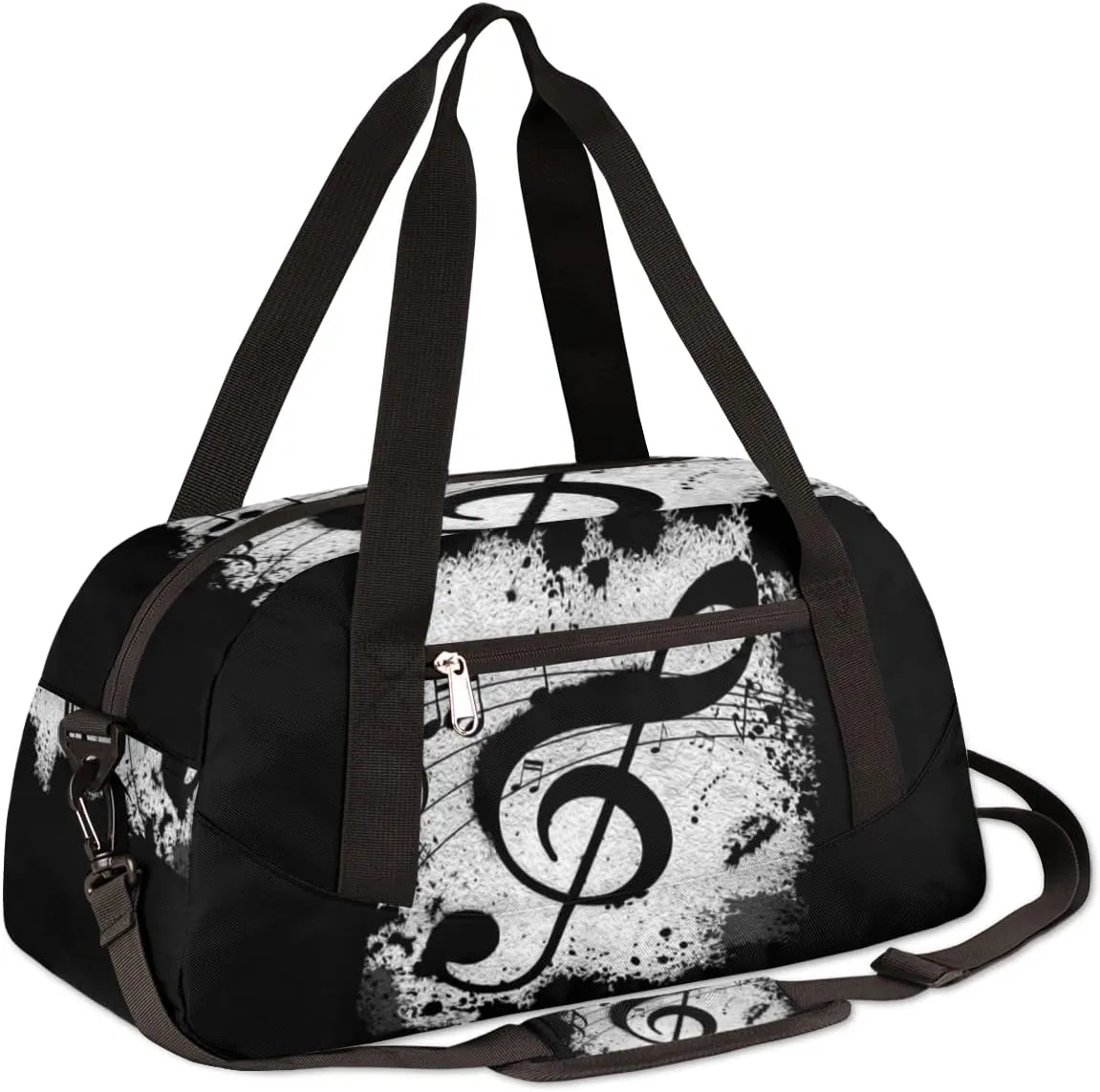 Music Notes Black Kids Duffel Bag for Girls Boys Teens, Notes Oil Painting Dance Bag Overnight Small Duffel Bag Carry On Weekend Sports Gym Travel Bag for School Practice Gymnastics Ballet