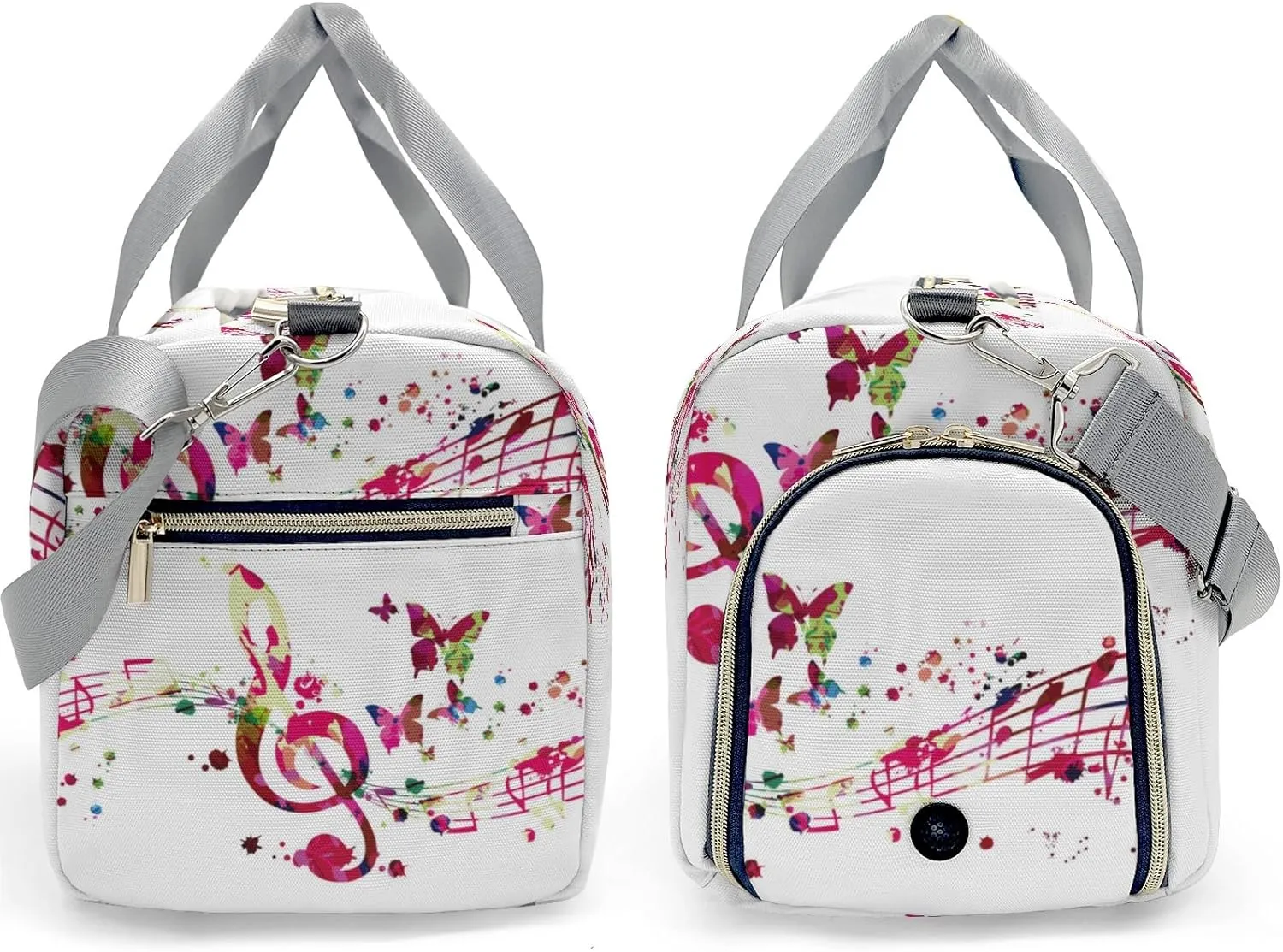 Music Notes Personalized Duffel Bags Customized Multi-Function Travel Bag Gym Sports Bag Dance Ballet Overnight Carry On Weekend Bag