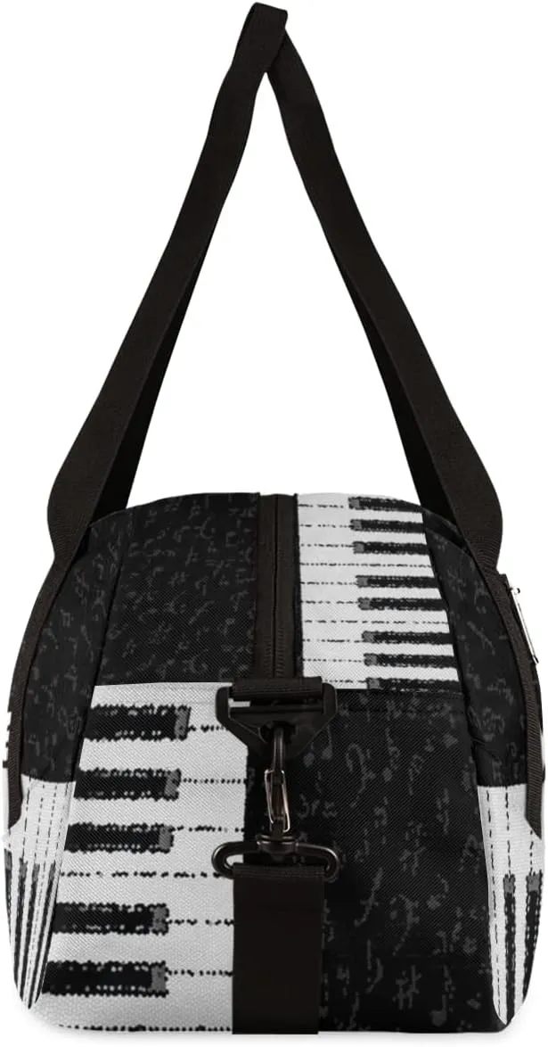 Music Notes Piano Keys Personalized Kids Duffel Bag for Girls, Piano Debris Custom Name Dance Bag Overnight Small Duffel Bag Carry On Weekend Sports Travel Bag for School Practice Gymnastics Ballet