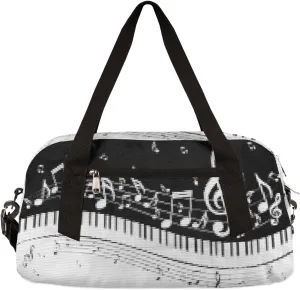 Musical Notes Piano Keys Kids Duffel Bag for Girls Boys Teens, Piano Keys Pixel Wind Dance Bag Overnight Small Duffel Bag Carry On Weekend Sports Gym Travel Bag for School Practice Gymnastics Ballet
