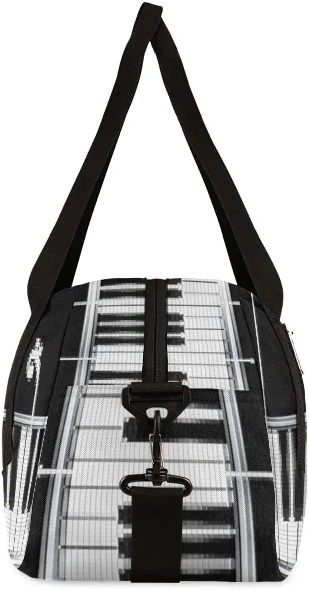 Musical Piano Theme Kids Duffel Bag for Girls Boys Teens, Piano Pixel Wind Dance Bag Overnight Small Duffel Bag Carry On Weekend Sports Gym Travel Bag for School Practice Gymnastics Ballet