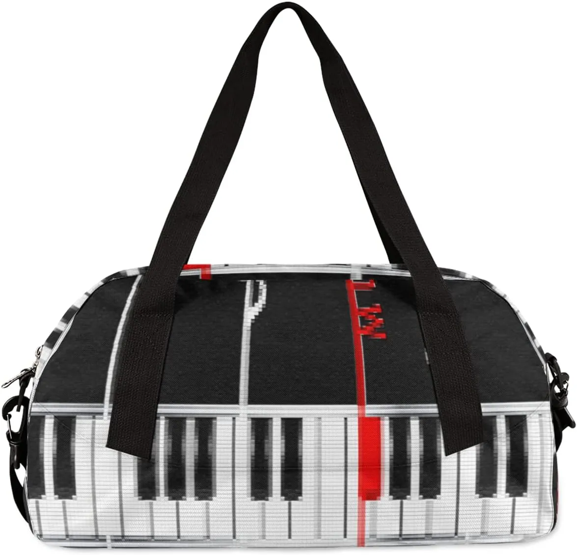 Musical Piano Theme Kids Duffel Bag for Girls Boys Teens, Piano Pixel Wind Dance Bag Overnight Small Duffel Bag Carry On Weekend Sports Gym Travel Bag for School Practice Gymnastics Ballet