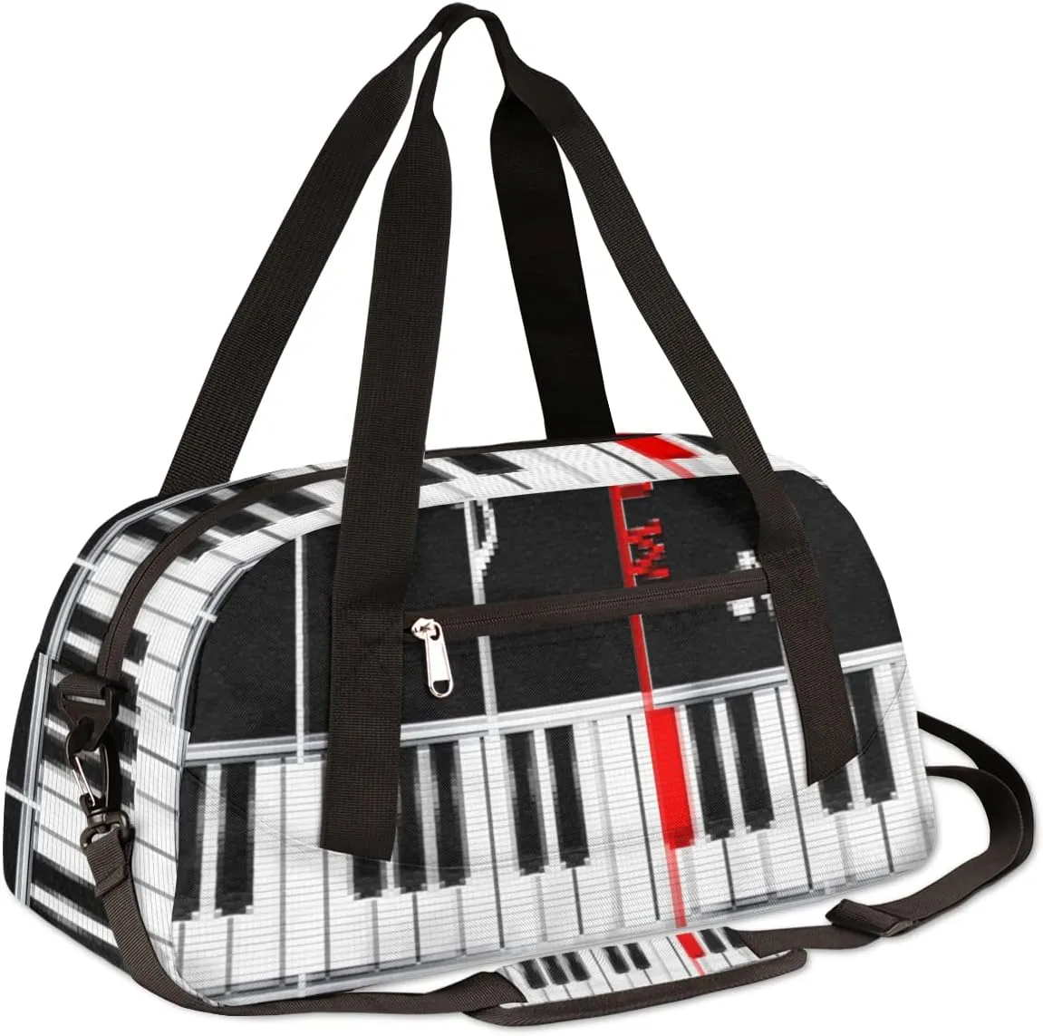 Musical Piano Theme Kids Duffel Bag for Girls Boys Teens, Piano Pixel Wind Dance Bag Overnight Small Duffel Bag Carry On Weekend Sports Gym Travel Bag for School Practice Gymnastics Ballet
