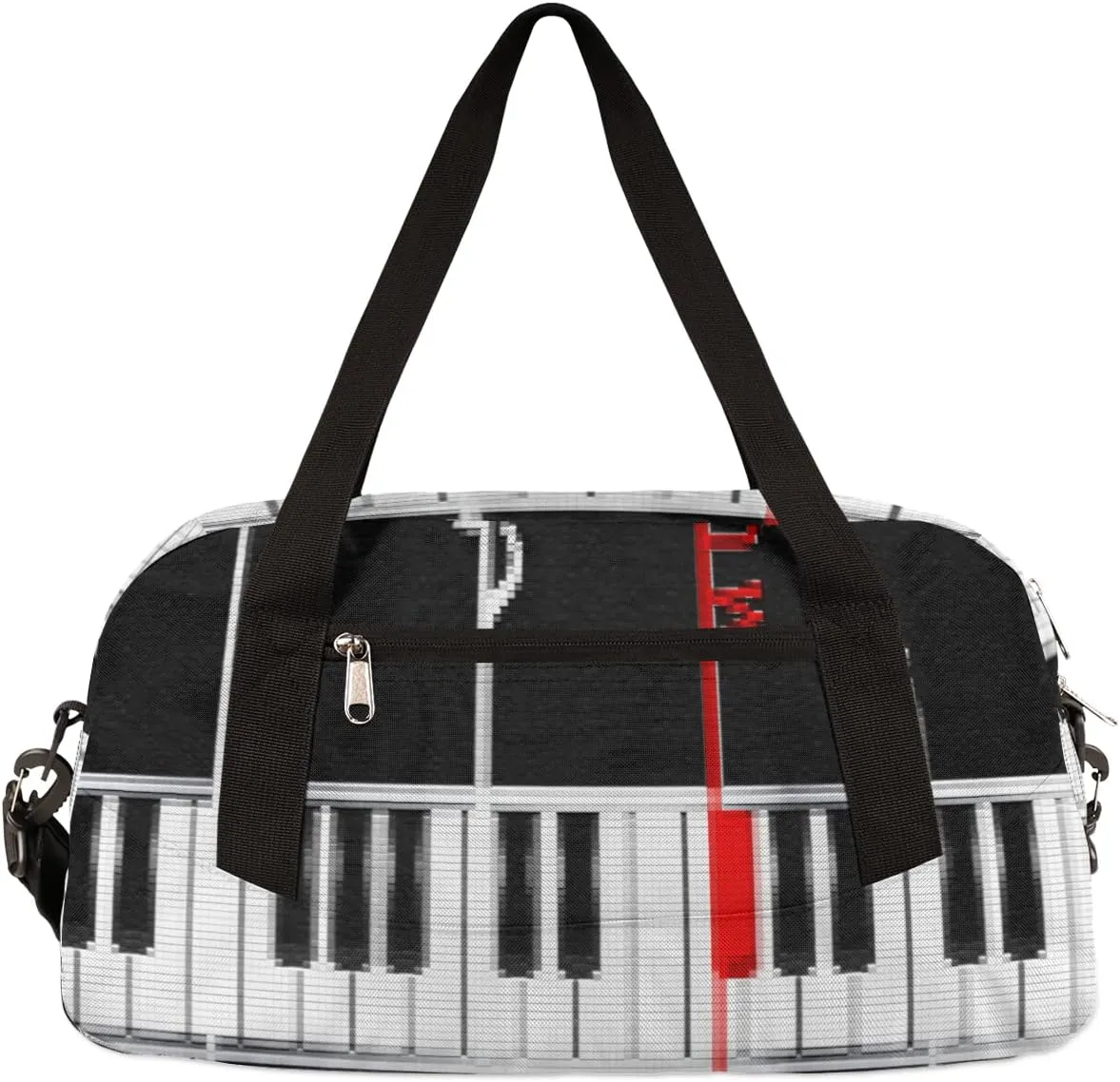 Musical Piano Theme Kids Duffel Bag for Girls Boys Teens, Piano Pixel Wind Dance Bag Overnight Small Duffel Bag Carry On Weekend Sports Gym Travel Bag for School Practice Gymnastics Ballet