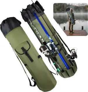 MXiiXM Fishing Rod Carrier, Durable Oxford Fabric Case for Men, Portable Gear Bag - Green