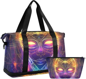 Mysterious Tarot Astrological Skeleton Overnight Travel Duffel Bag Carry On Personal Item Bag with Adjustable Strap for Trip Large Capacity