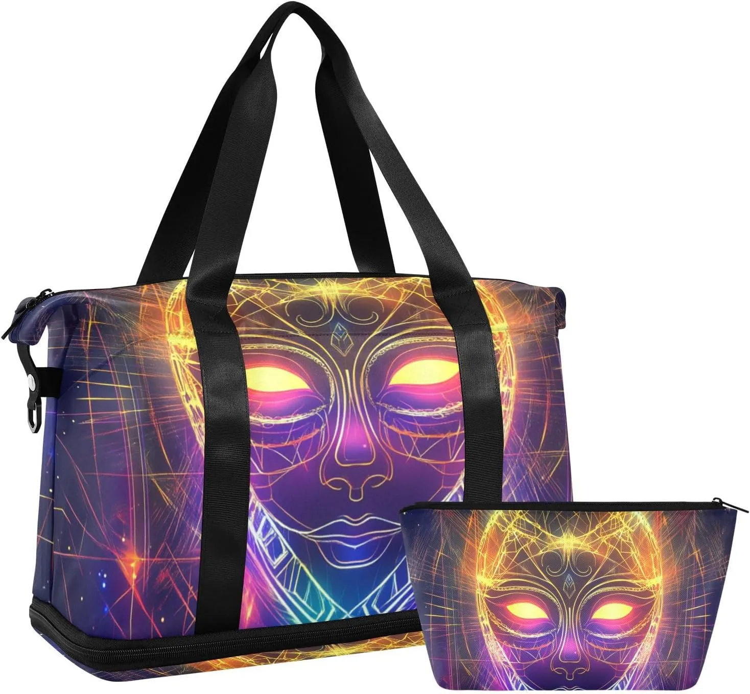 Mysterious Tarot Astrological Skeleton Overnight Travel Duffel Bag Carry On Personal Item Bag with Adjustable Strap for Trip Large Capacity
