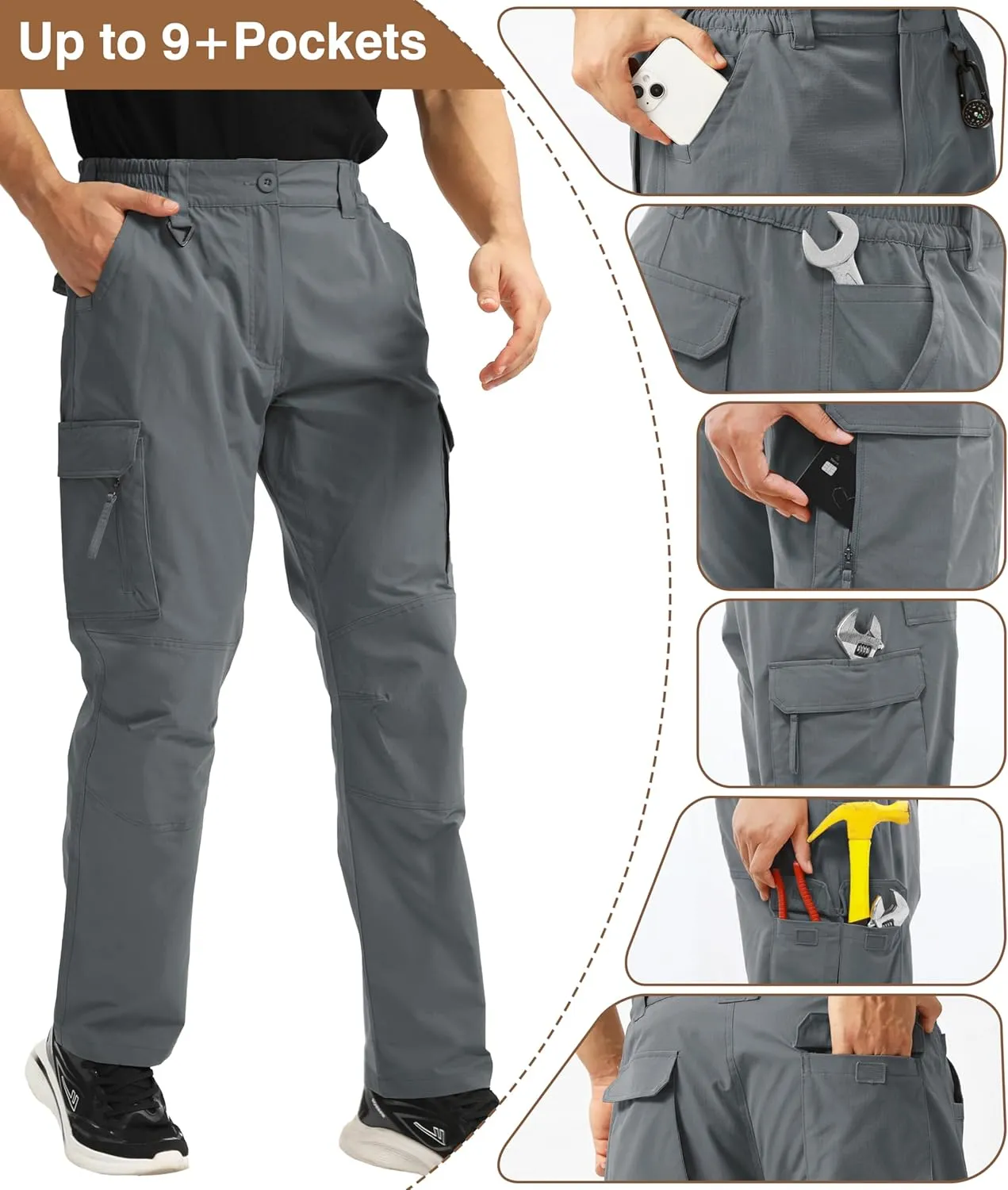NATUVENIX Tactical Pants for Men, Ripstop Lightweight Cargo Work Pants for Men Water Resistant Mens Hiking Pants Outdoor