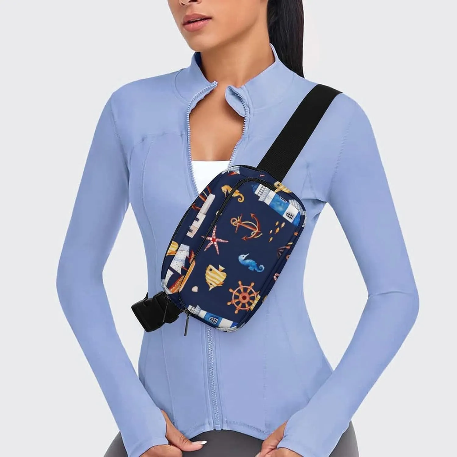 Nautical Large Capacity Portable All Print Waist Bag