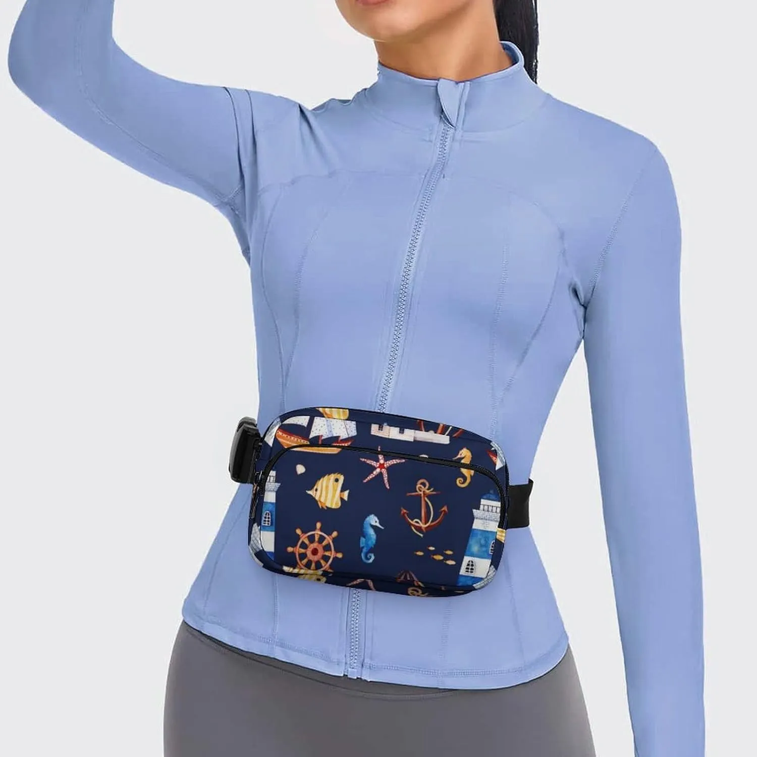 Nautical Large Capacity Portable All Print Waist Bag