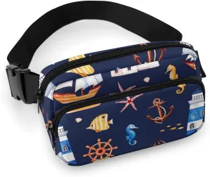 Nautical Large Capacity Portable All Print Waist Bag