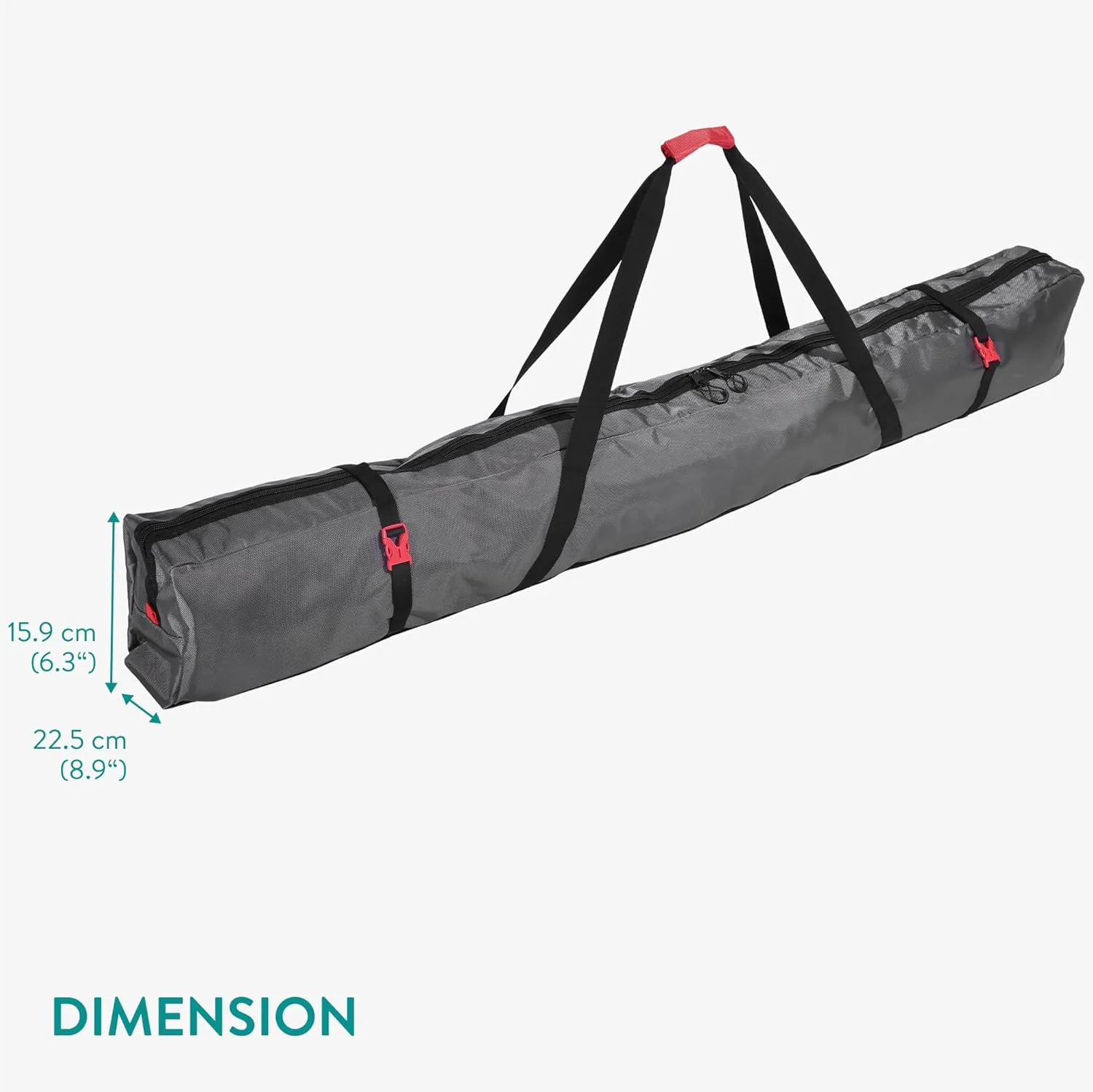Navaris Ski Bag for Men and Women - Ski Bag for 1 Pair of Skis and Poles with Zipper, 2 Straps with Buckles and Carrying Handle - 2 Sizes