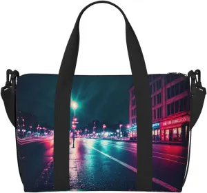 Neon Night Travel Duffel Bag Tote Carry On Luggage Bag Water Resistant Weekender Overnight Bags For Foldable