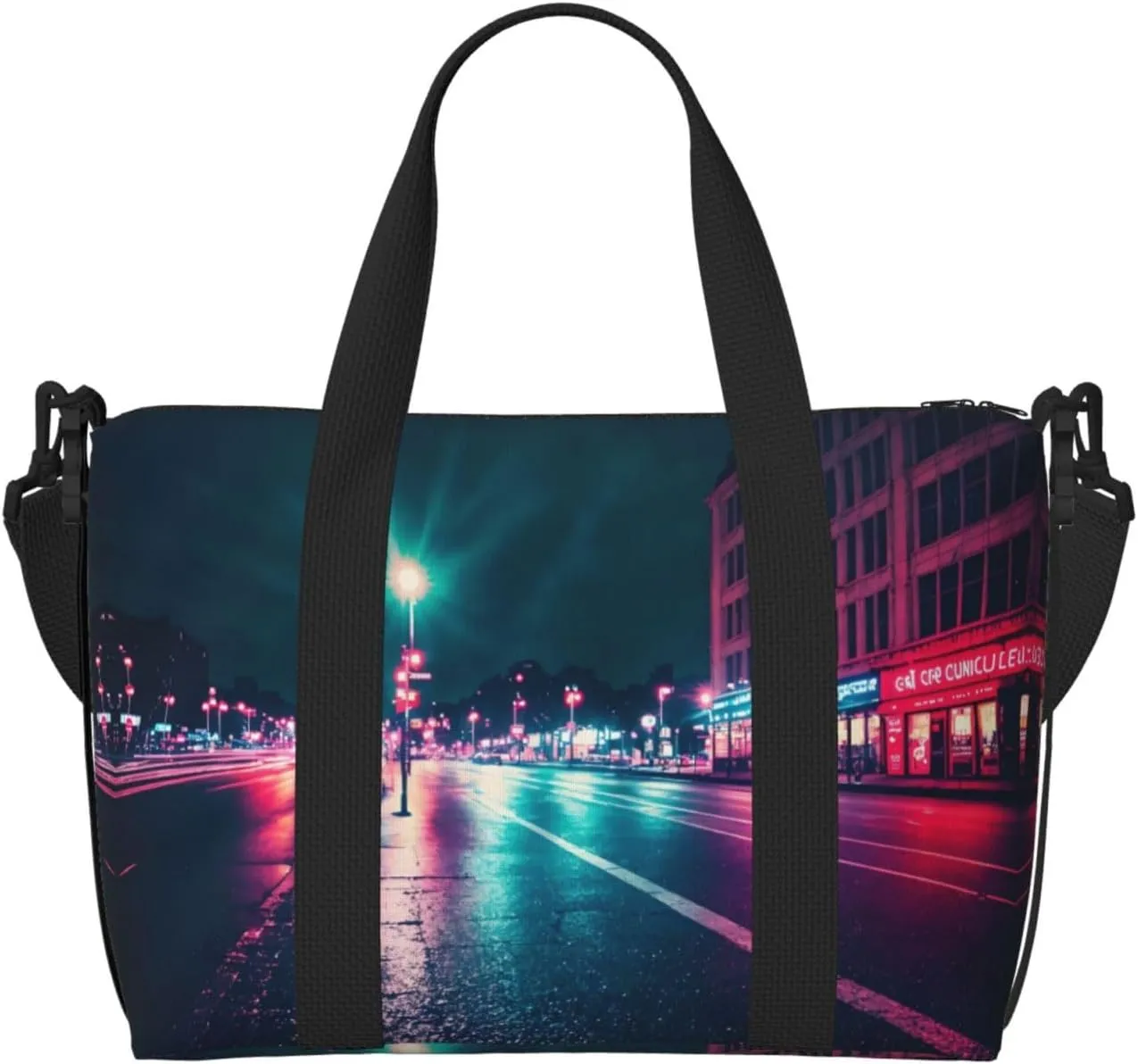 Neon Night Travel Duffel Bag Tote Carry On Luggage Bag Water Resistant Weekender Overnight Bags For Foldable