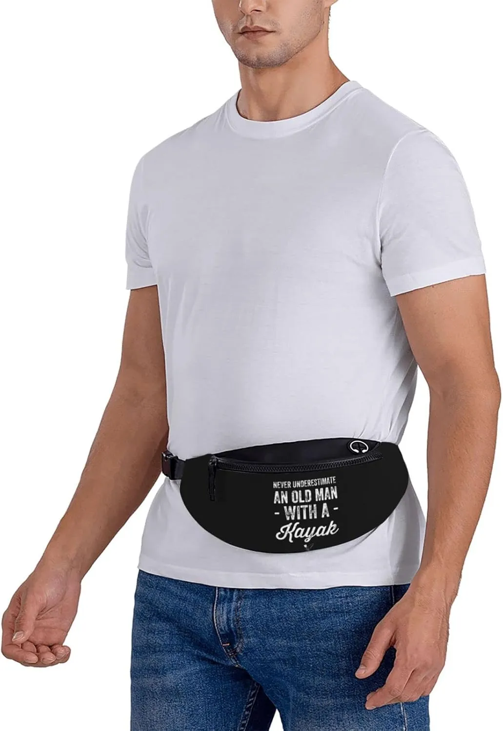 Never Underestimate An Old Man With A Kayak Adjustable Leisure Waistpack Outdoor Sports Running Waistpack Travel Phone Bag