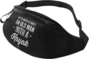 Never Underestimate An Old Man With A Kayak Adjustable Leisure Waistpack Outdoor Sports Running Waistpack Travel Phone Bag
