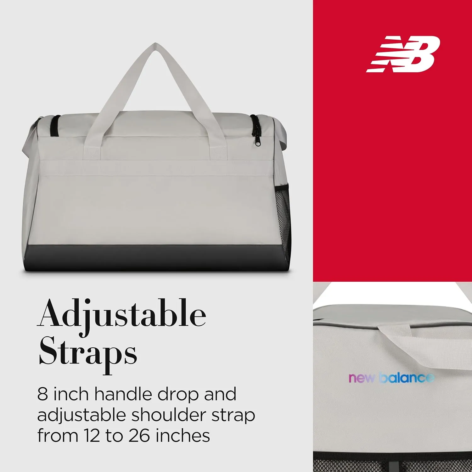 New Balance Duffel Bag, Medium Gym Travel Luggage with Carry Handles and Adjustable Shoulder Strap