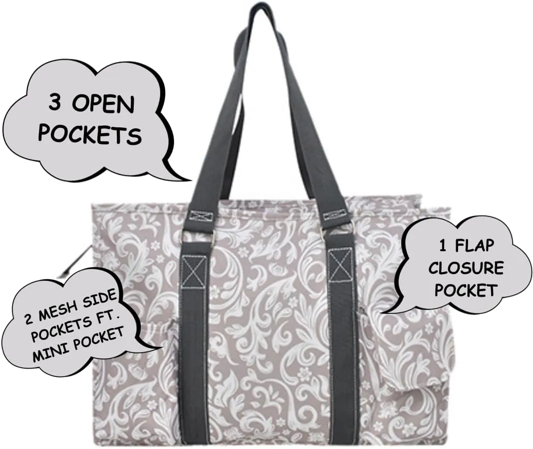 NGIL Utility Water Resistant Tote Bag, Top Zipper Closure, Perfect Gifts for Working Women, Nurses, Gym bag